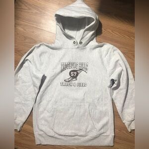 Rare Vintage Gray Bear Union Line US Made Hoodie L Pullover w School Logo